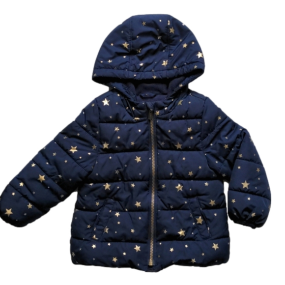 Old Navy Other - Old Navy Blue Gold Stars Toddler Puffer Winter Jacket * 3T